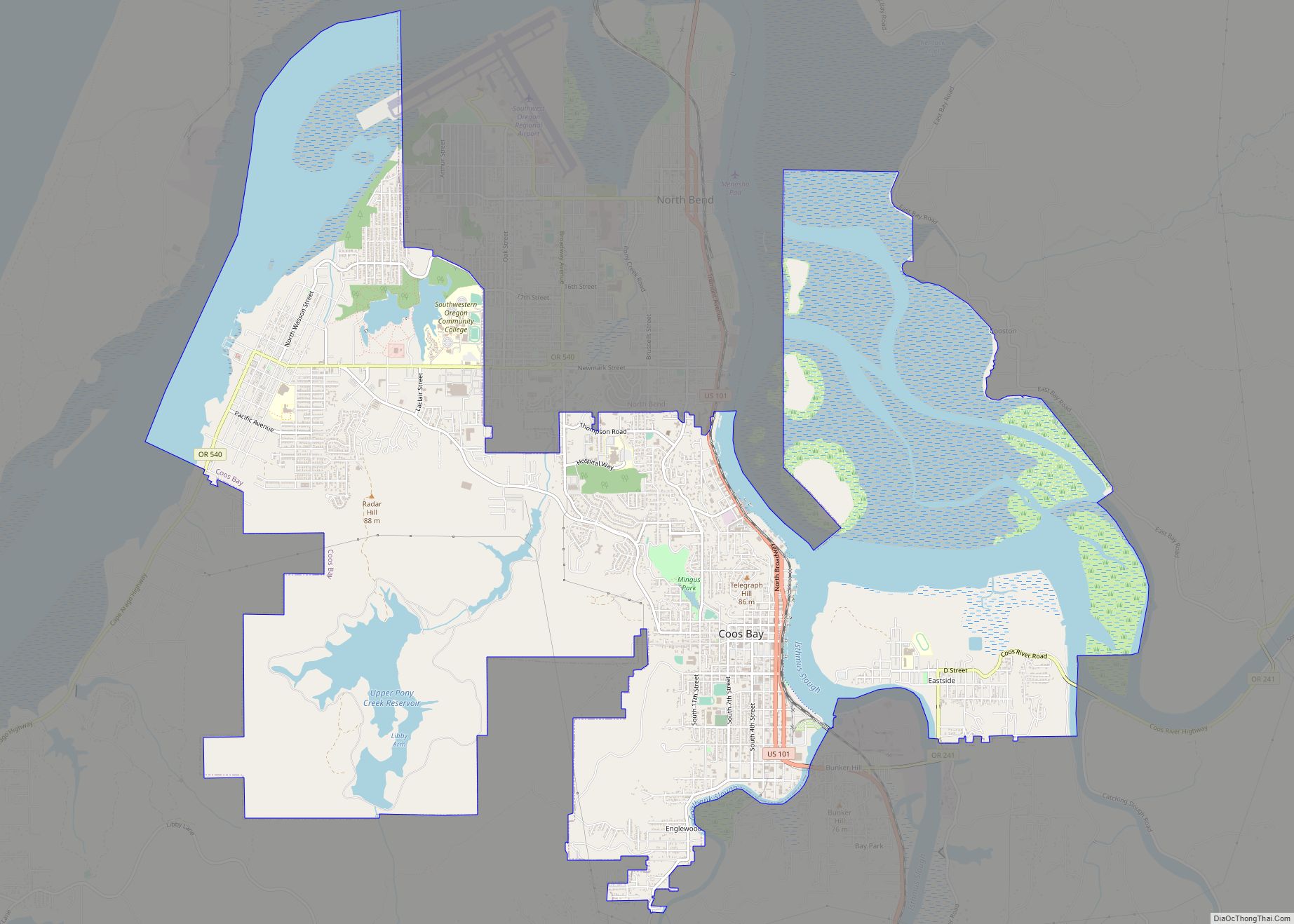 Map of Coos Bay city