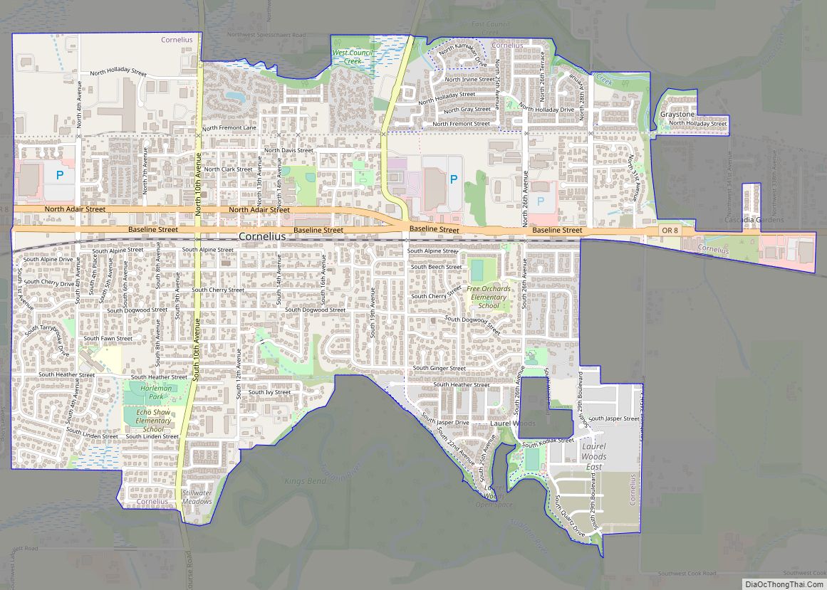 Map of Cornelius city, Oregon