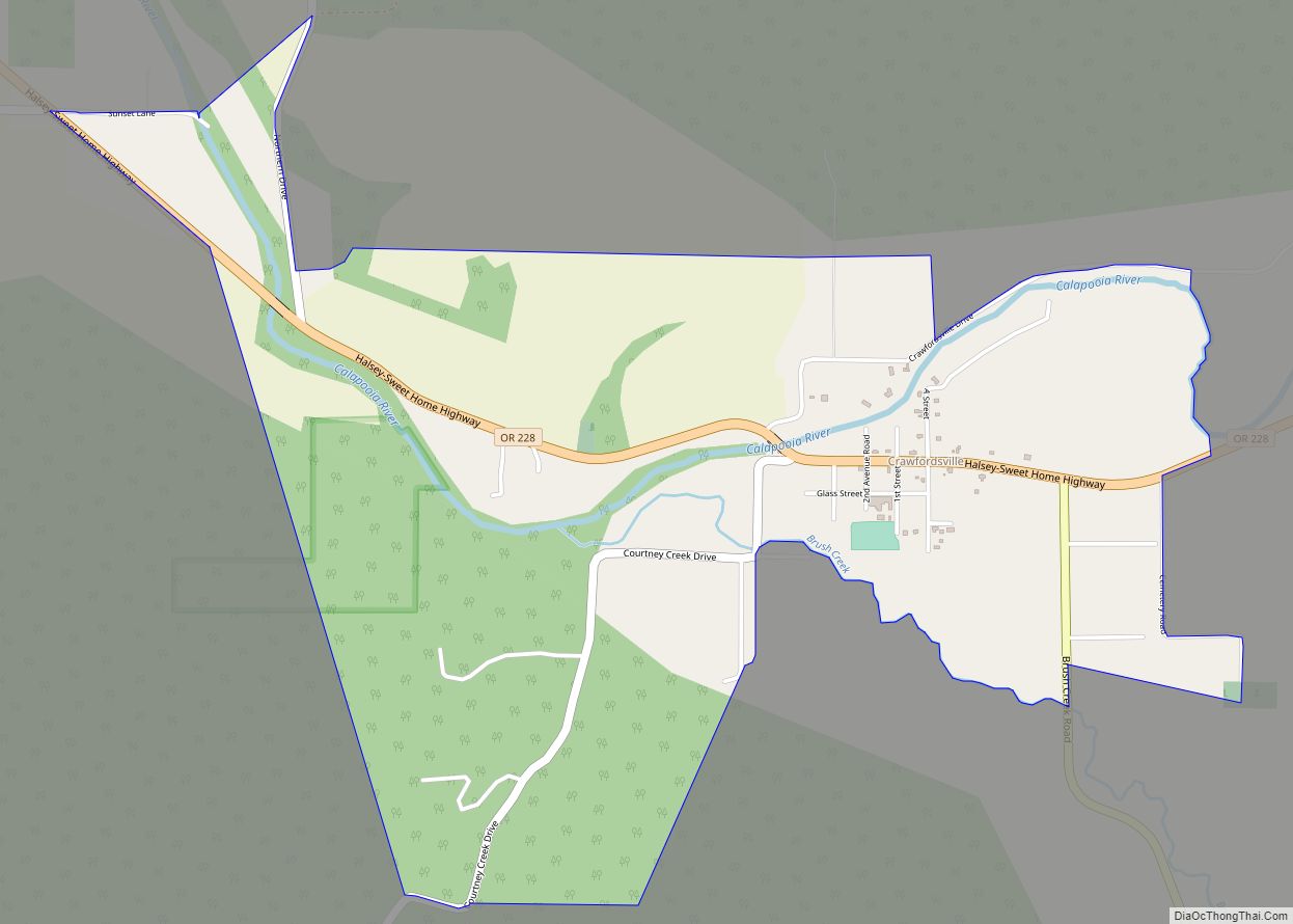 Map of Crawfordsville CDP, Oregon