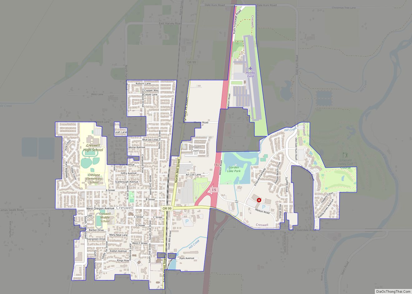 Map of Creswell city, Oregon