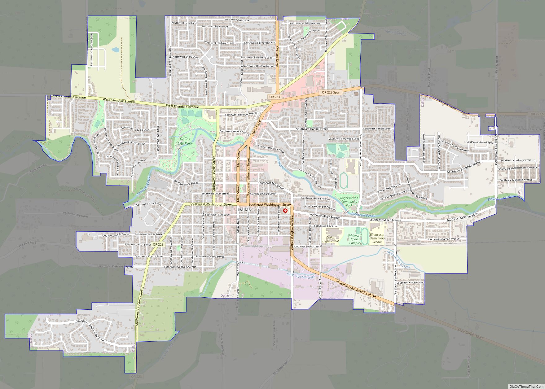 Map of Dallas city, Oregon