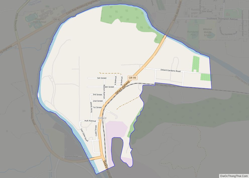 Map of Dillard CDP, Oregon