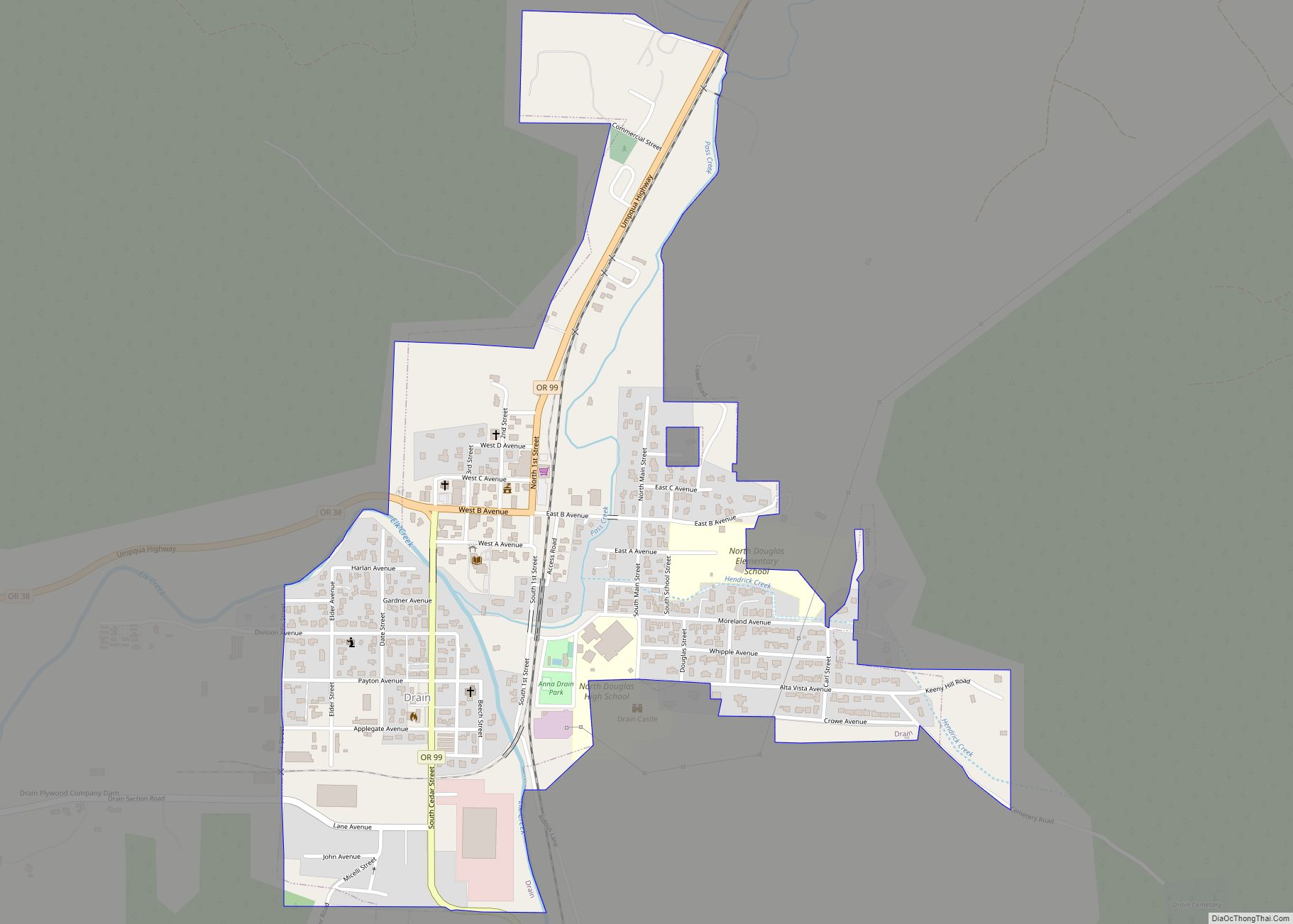 Map of Drain city