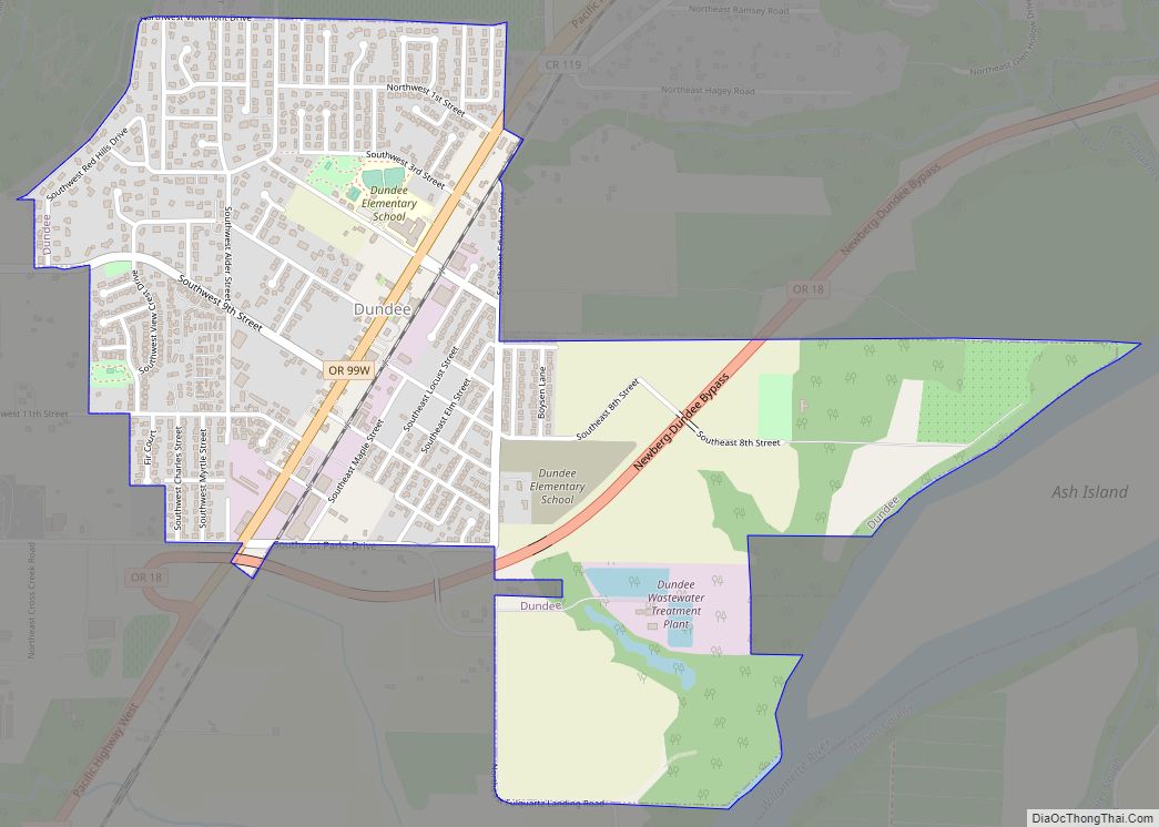 Map of Dundee city, Oregon