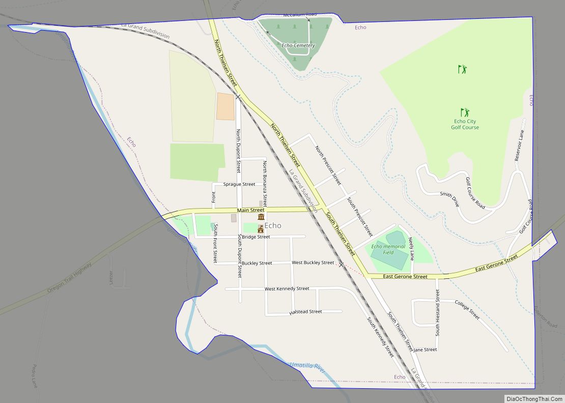 Map of Echo city, Oregon
