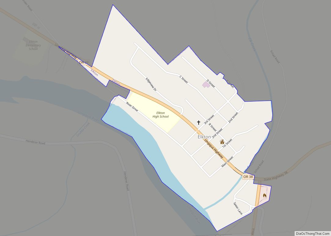 Map of Elkton city, Oregon