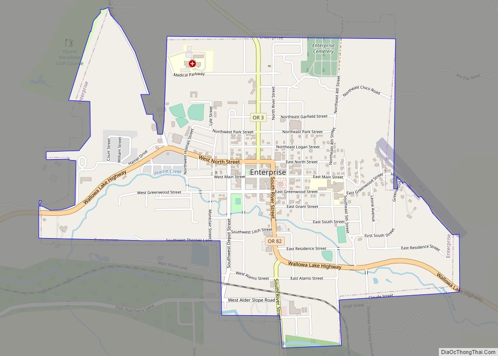 Map of Enterprise city, Oregon