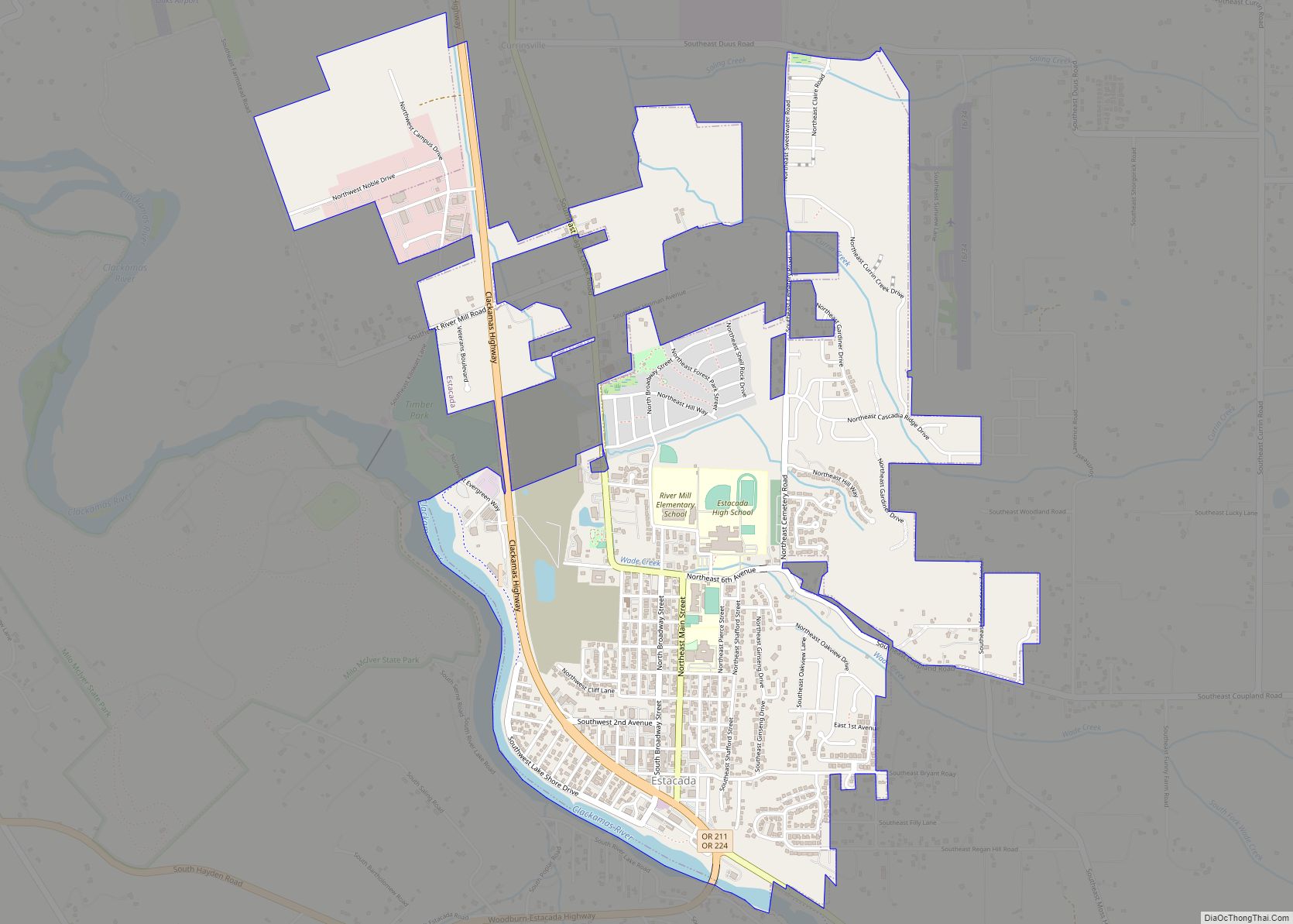Map of Estacada city