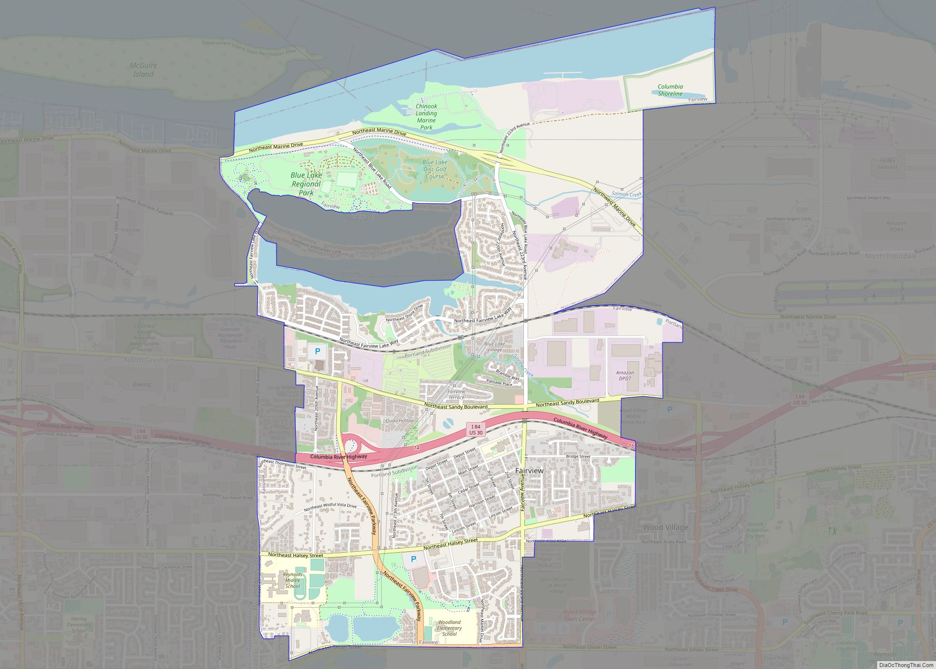 Map of Fairview city, Oregon