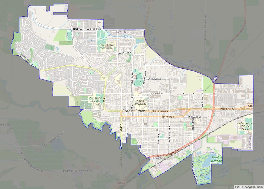 Map of Forest Grove city