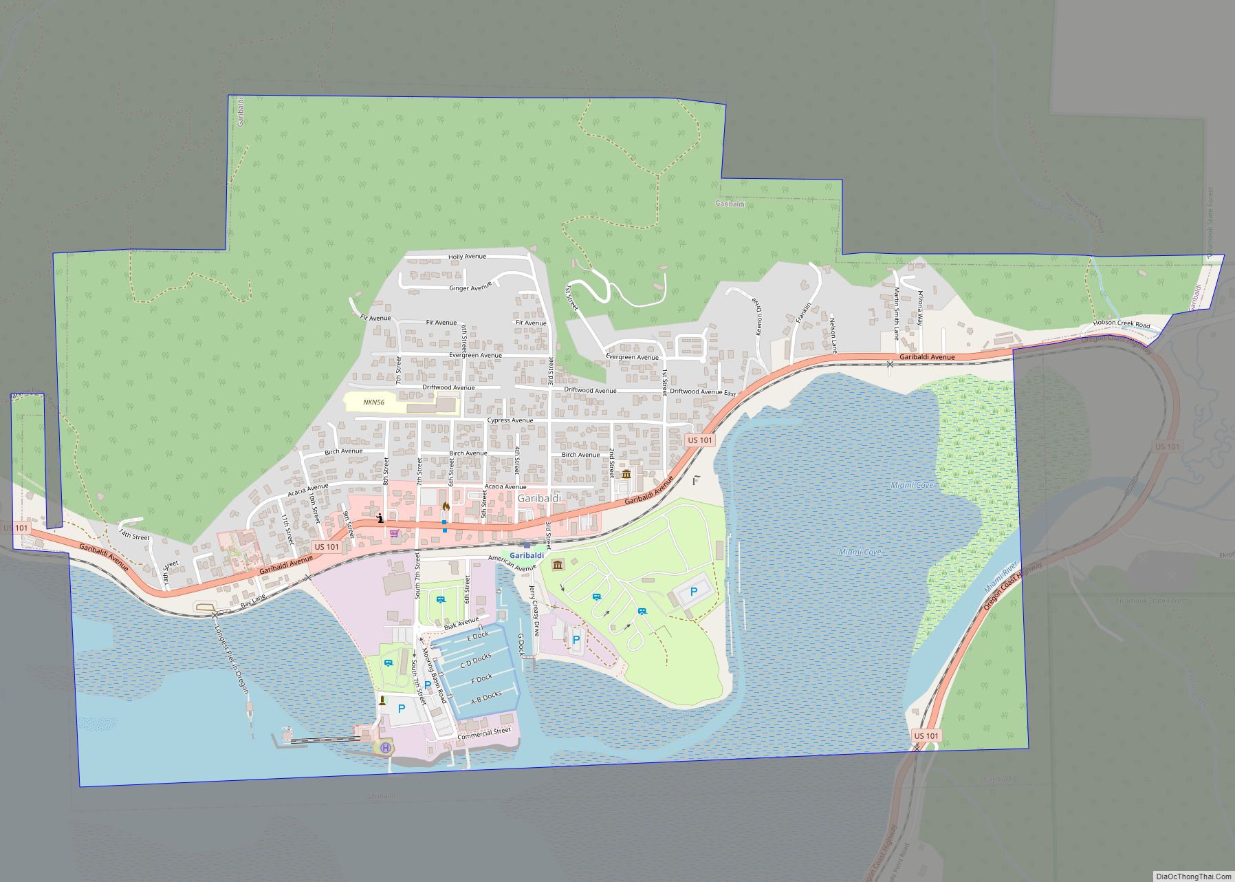 Map of Garibaldi city