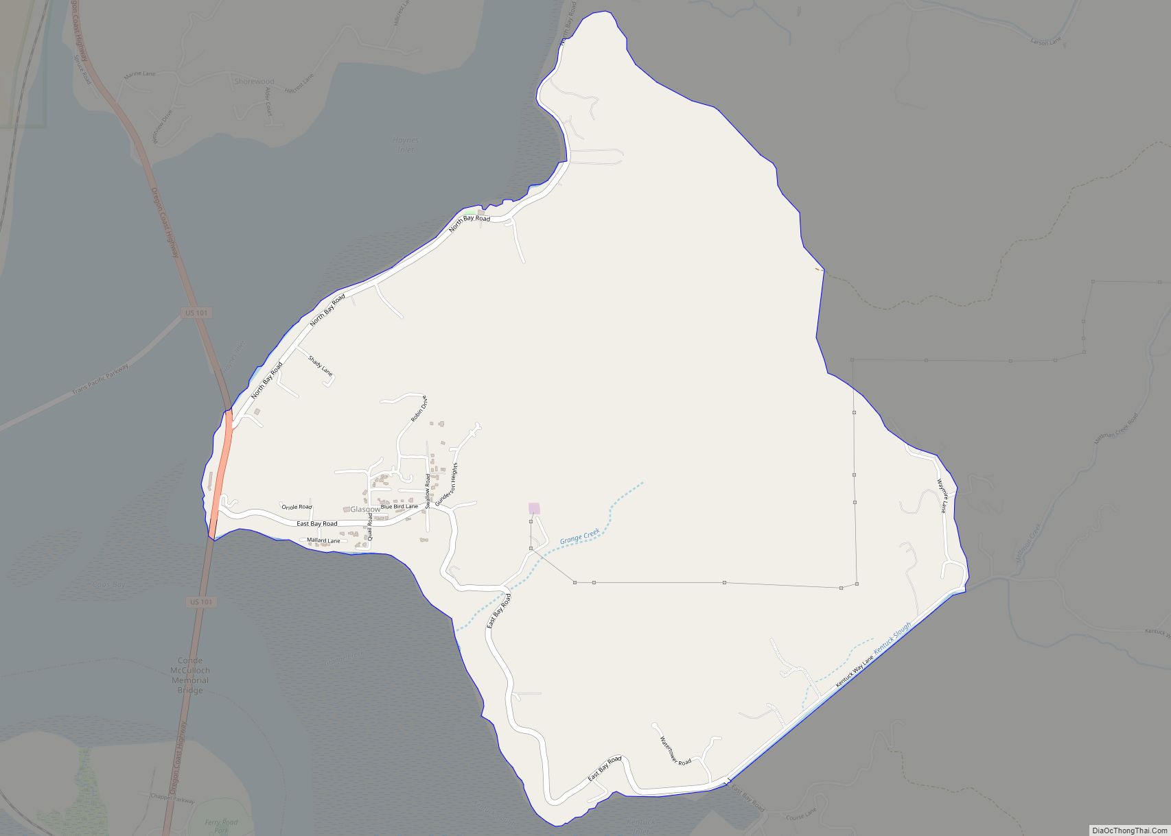 Map of Glasgow CDP, Oregon