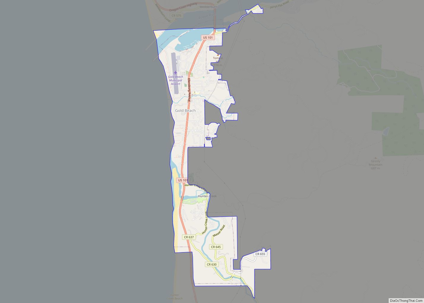 Map of Gold Beach city