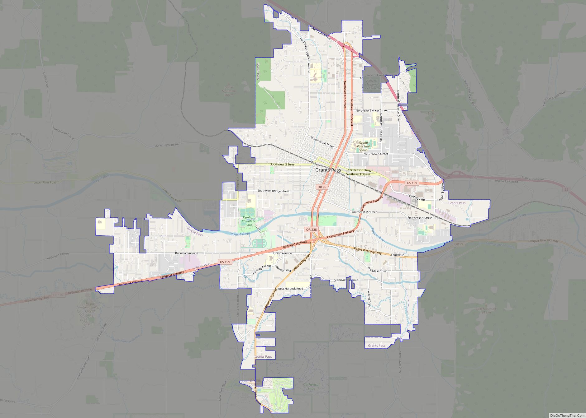 Map of Grants Pass city