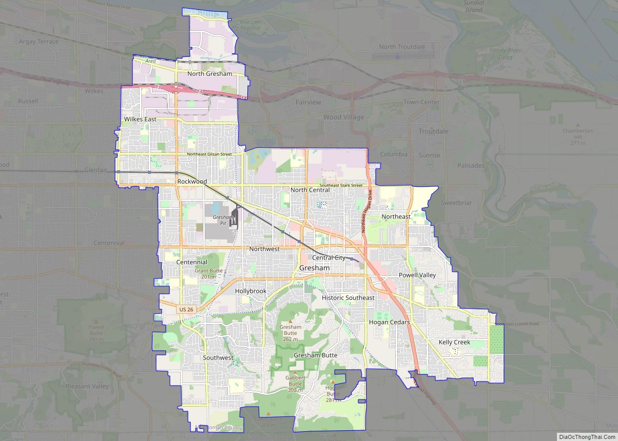 Map of Gresham city, Oregon