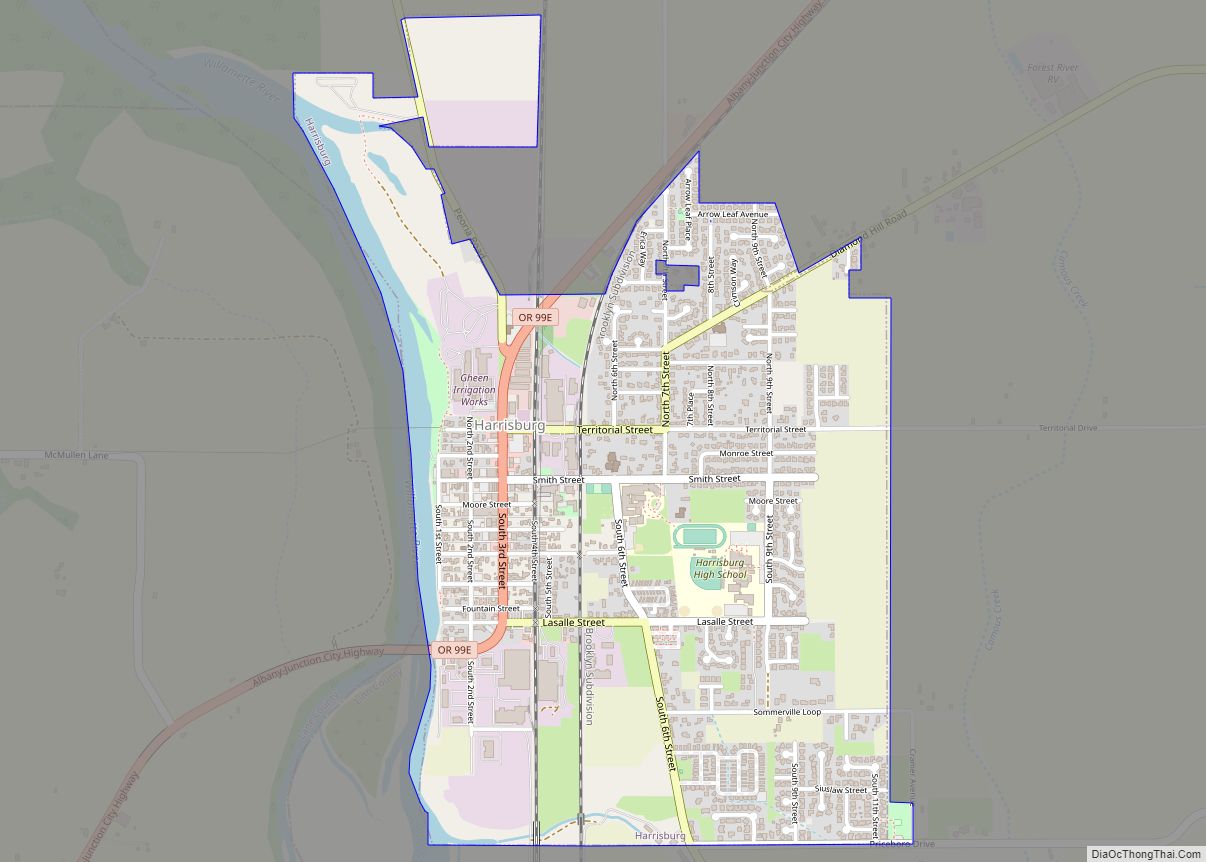 Map of Harrisburg city, Oregon