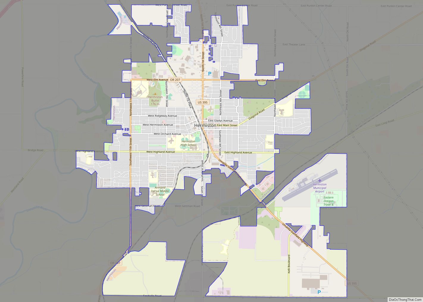 Map of Hermiston city