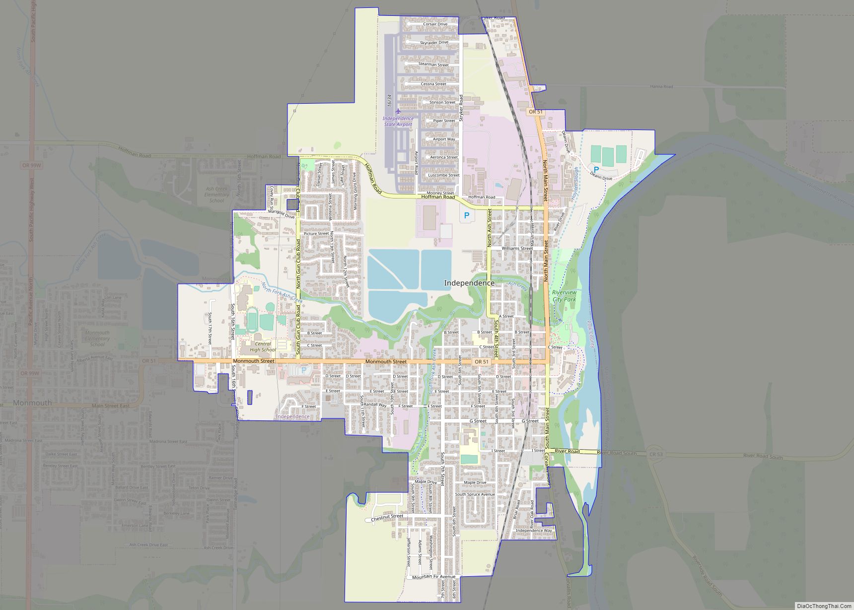 Map of Independence city, Oregon