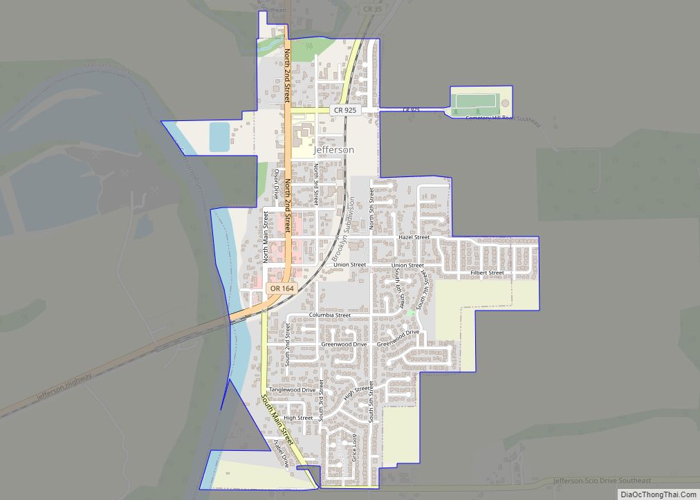 Map of Jefferson city, Oregon