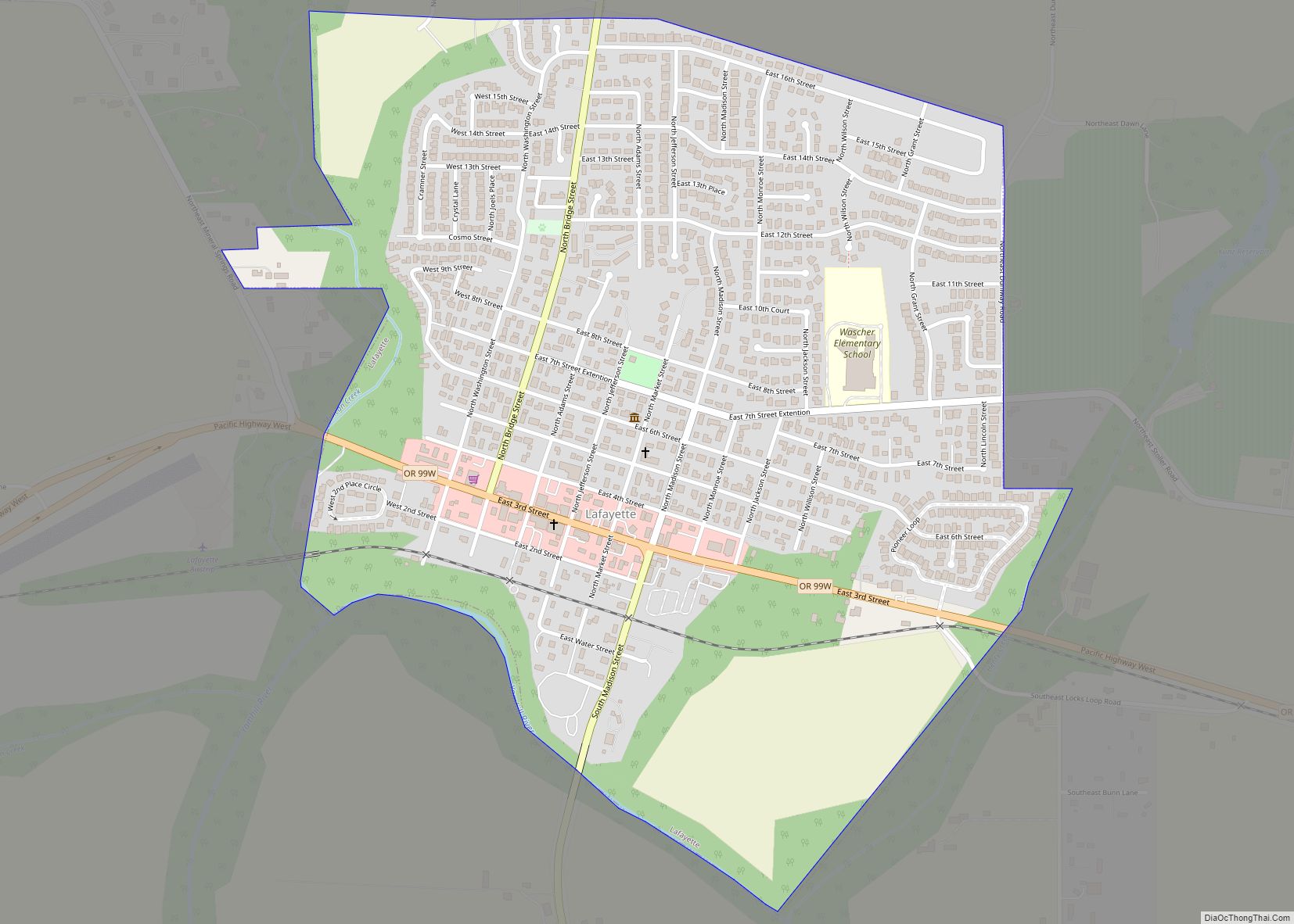 Map of Lafayette city, Oregon