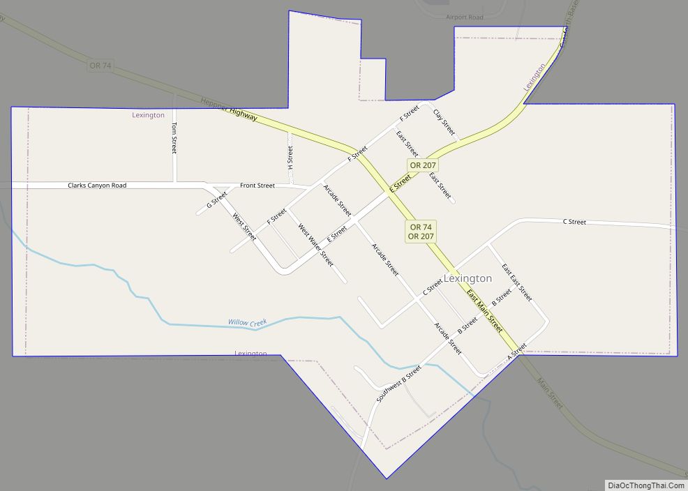 Map of Lexington town, Oregon