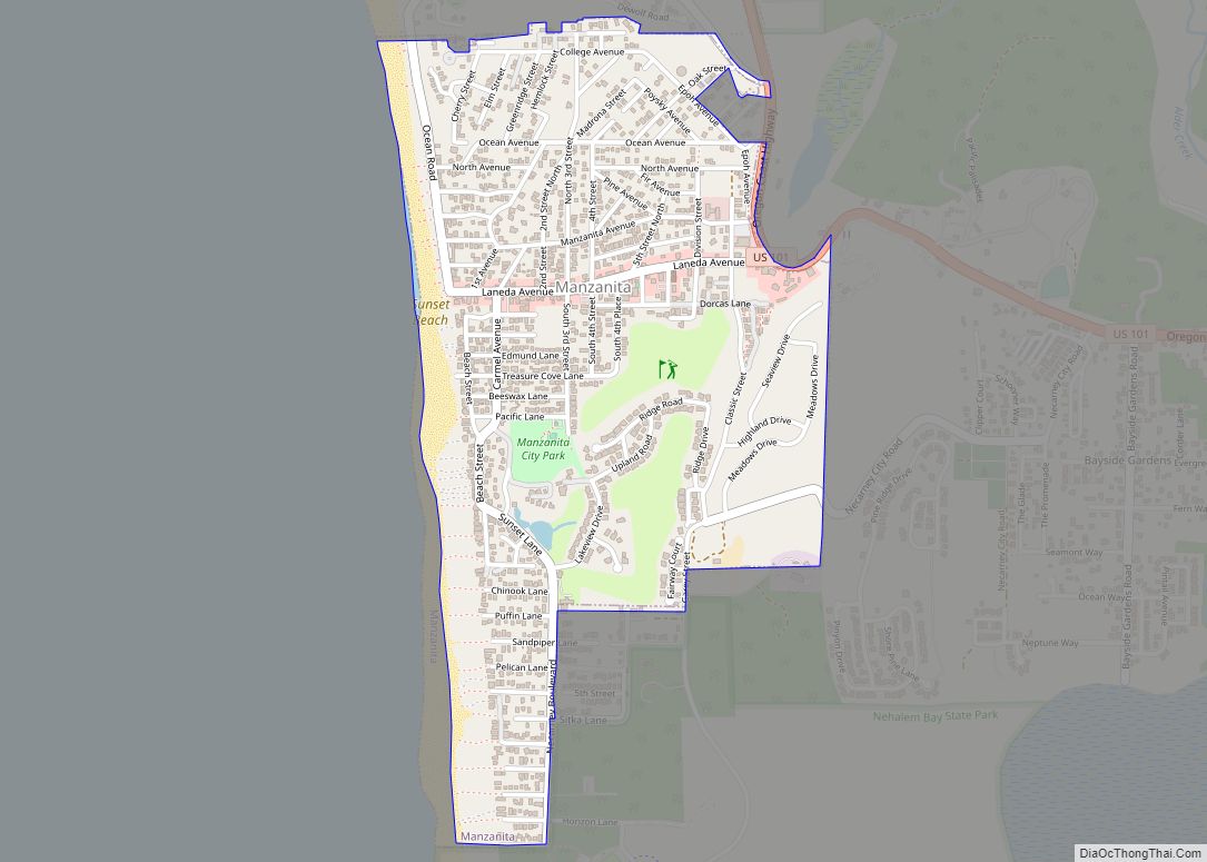 Map of Manzanita city