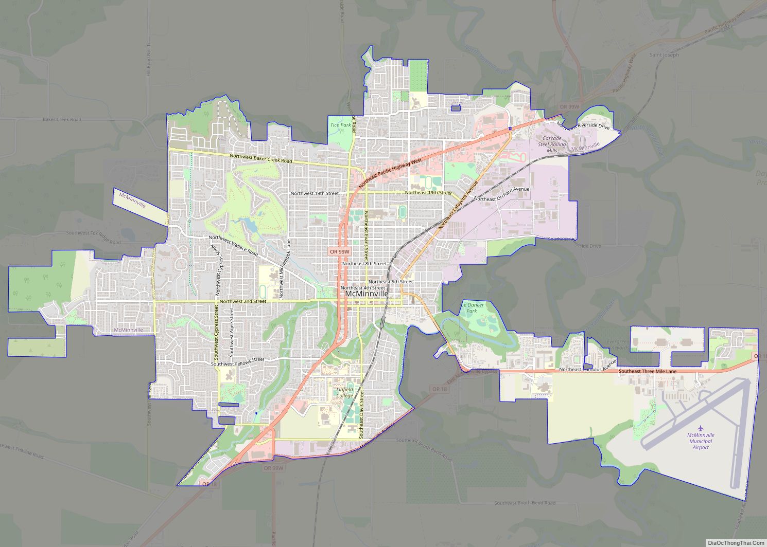 Map of McMinnville city