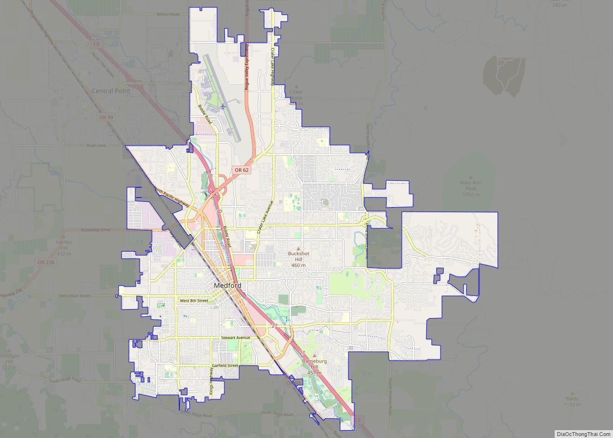 Map of Medford city, Oregon