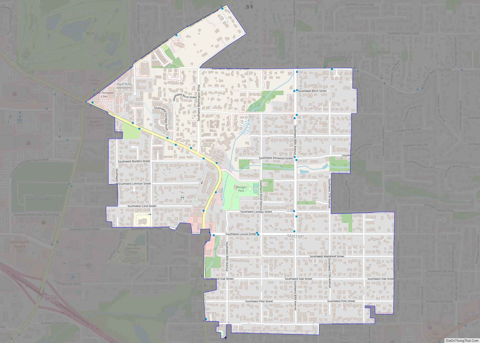 Map of Metzger CDP