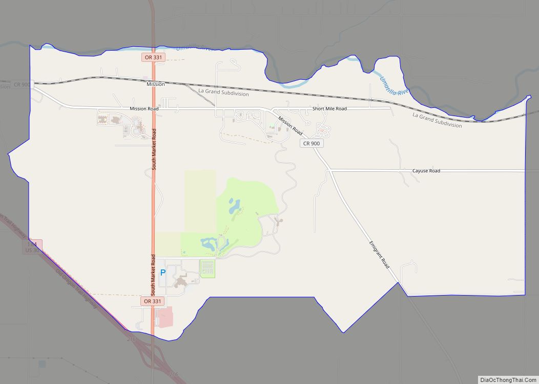 Map of Mission CDP, Oregon