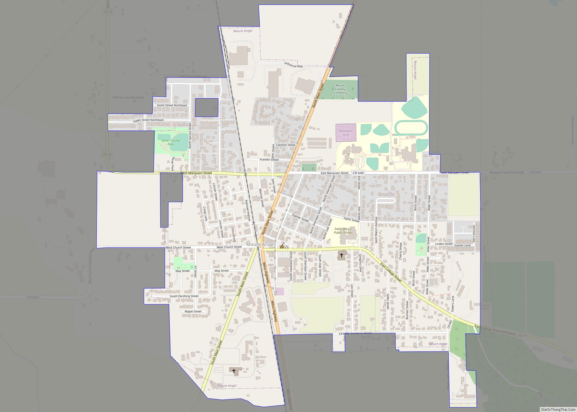 Map of Mount Angel city