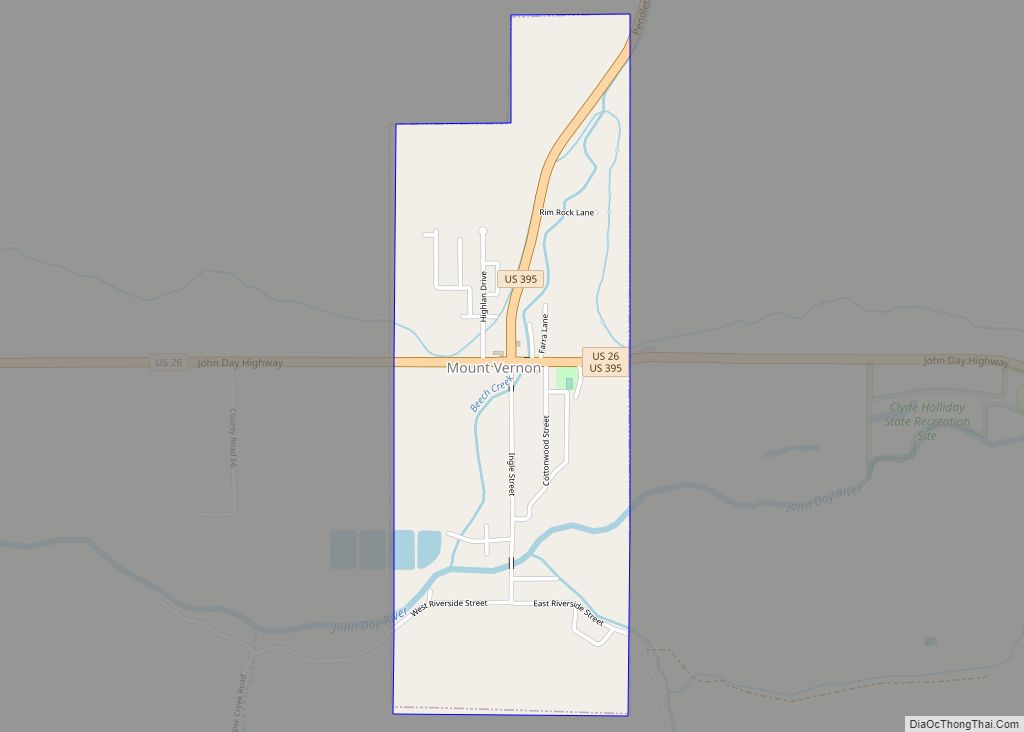 Map of Mount Vernon city, Oregon