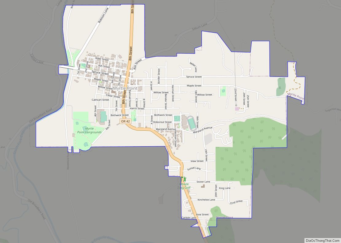 Map of Myrtle Point city