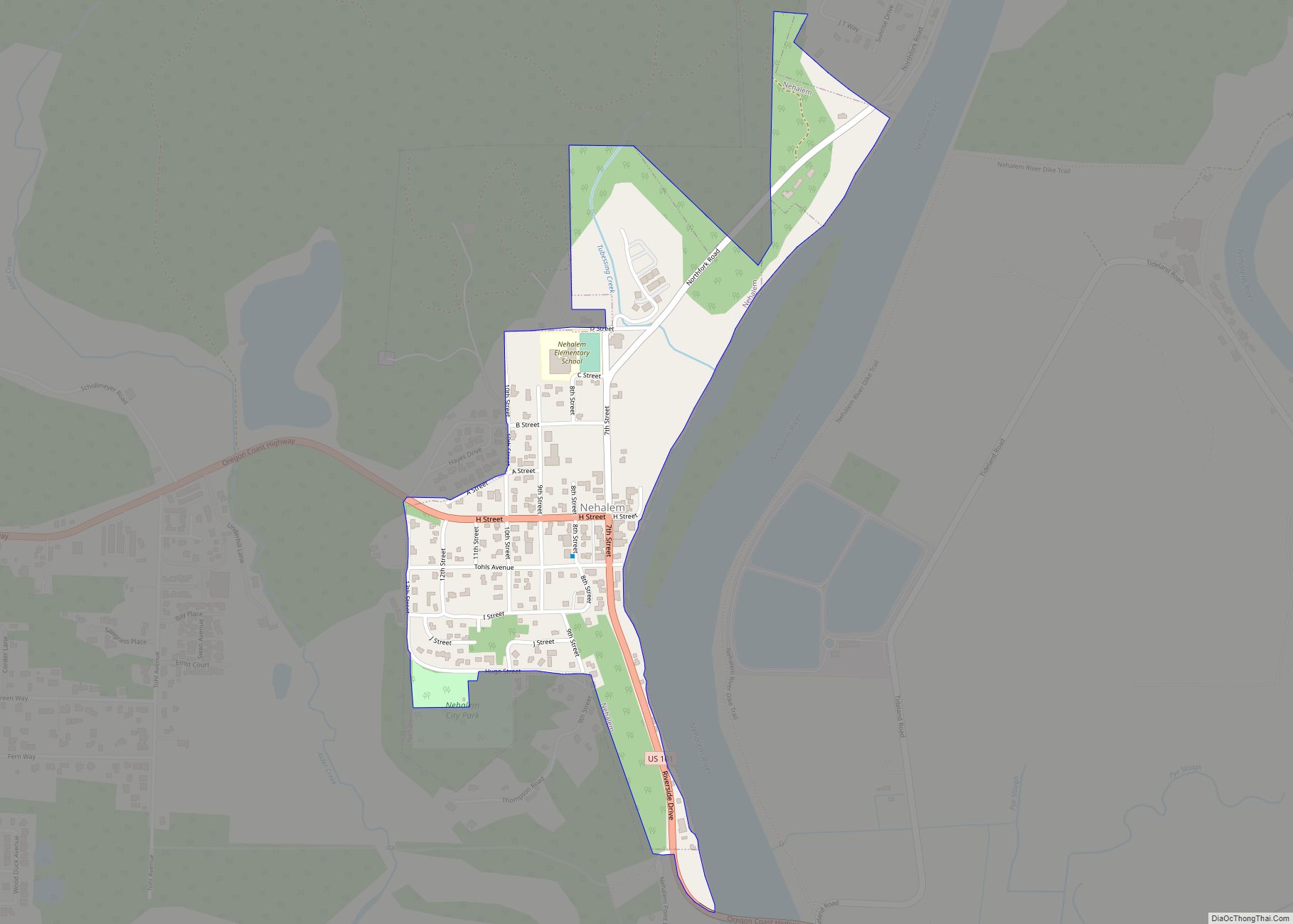 Map of Nehalem city