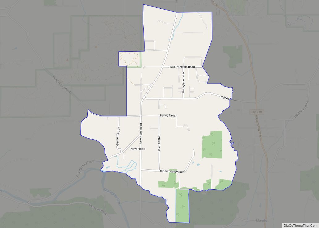 Map of New Hope CDP, Oregon