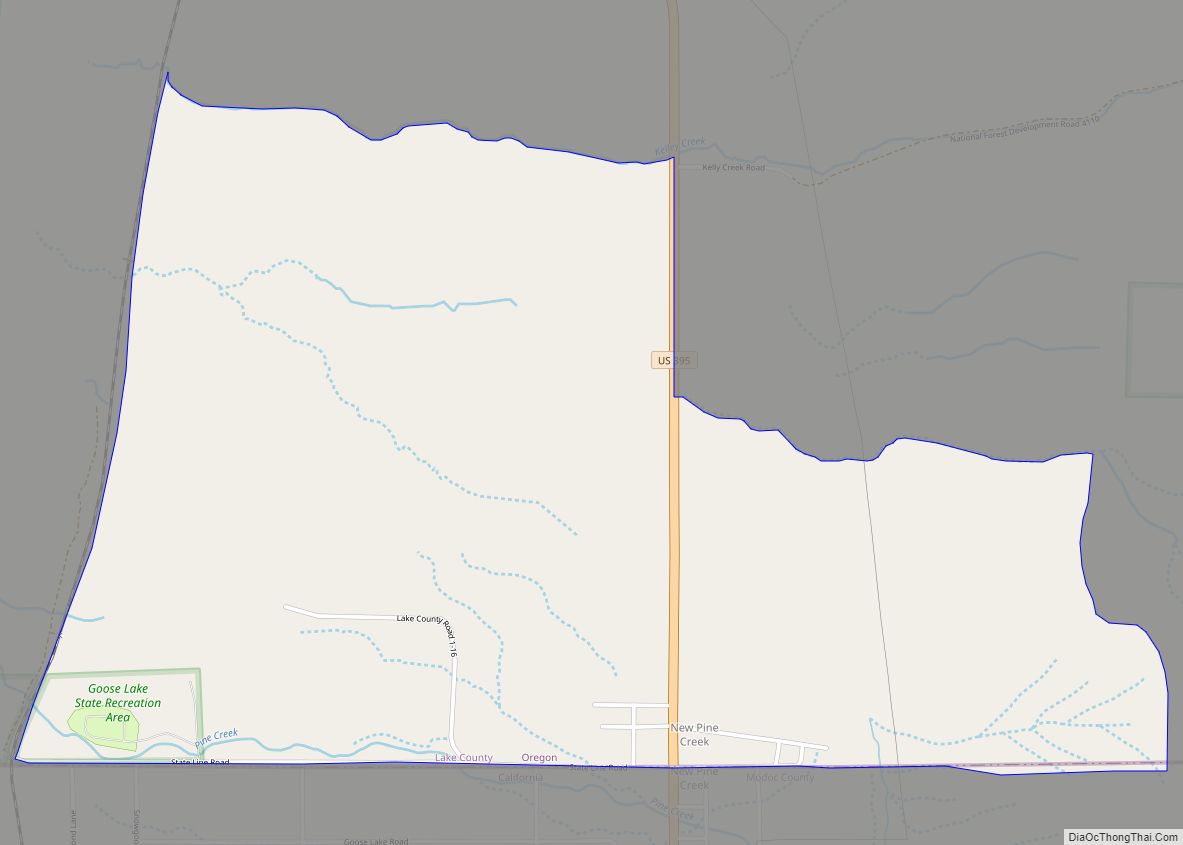 Map of New Pine Creek CDP, Oregon