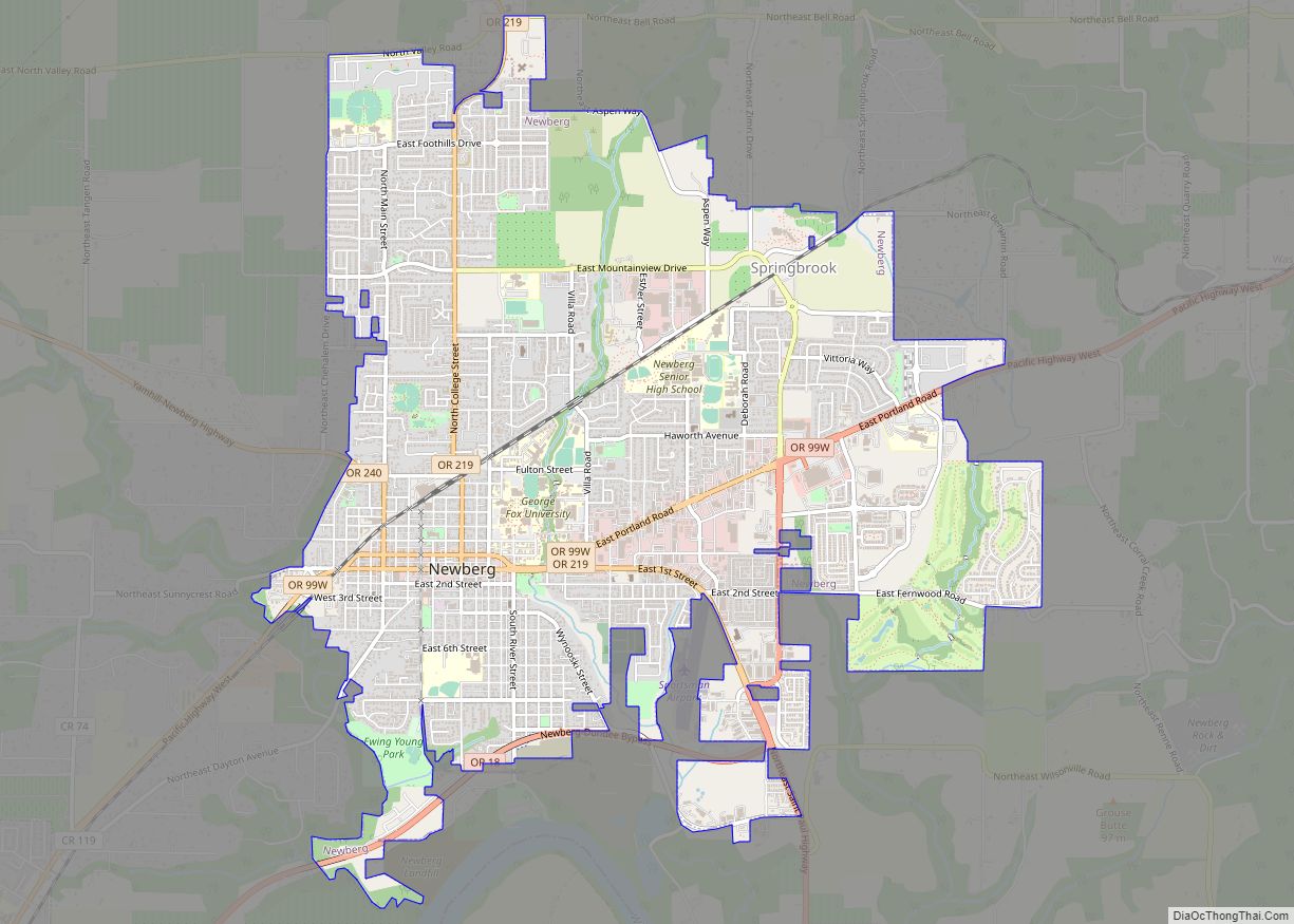 Map of Newberg city