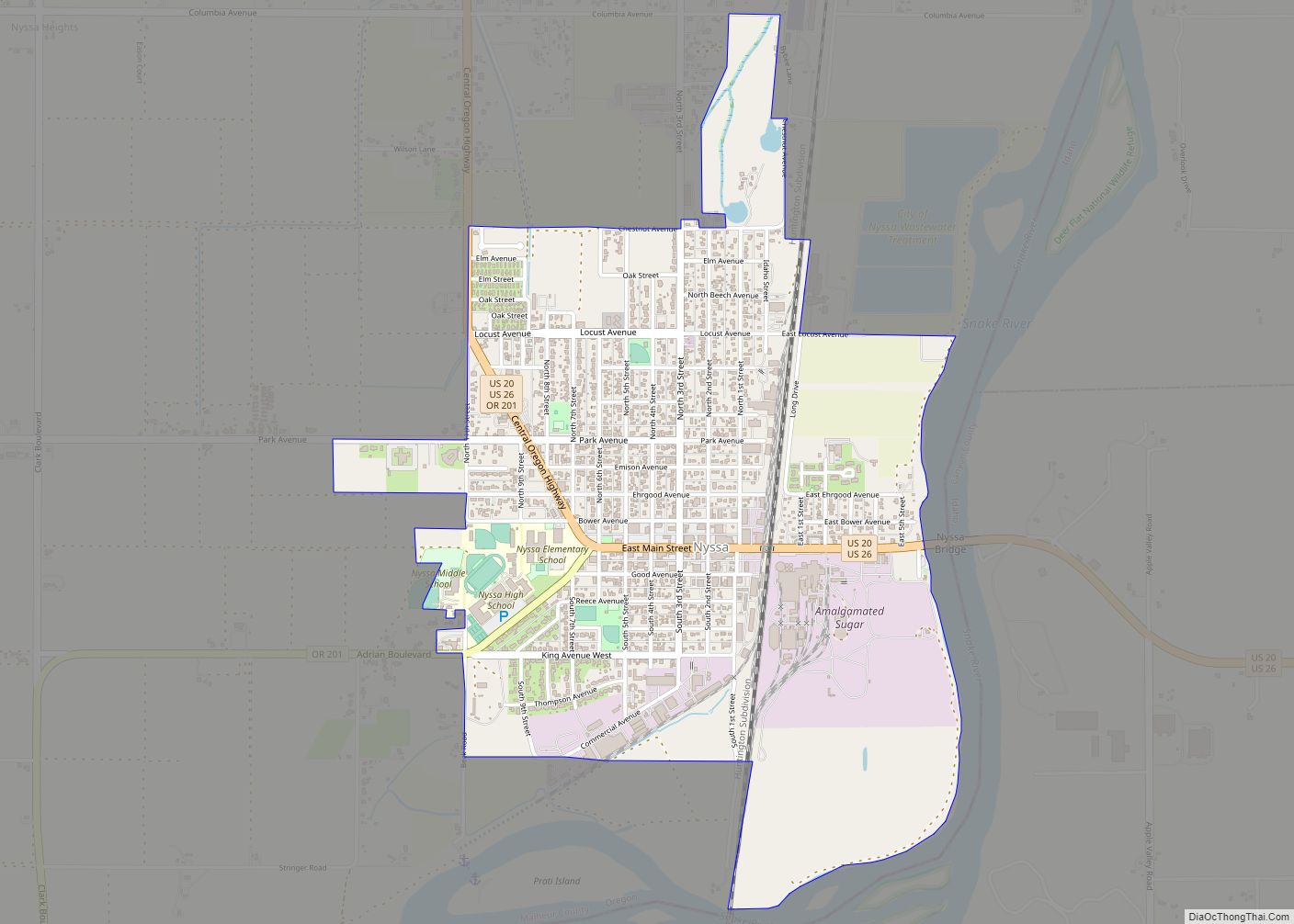 Map of Nyssa city