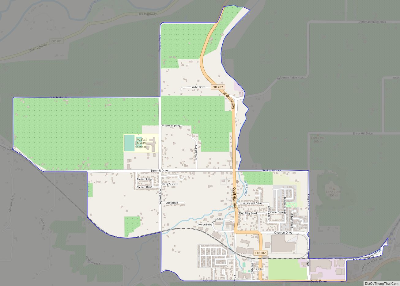 Map of Odell CDP, Oregon