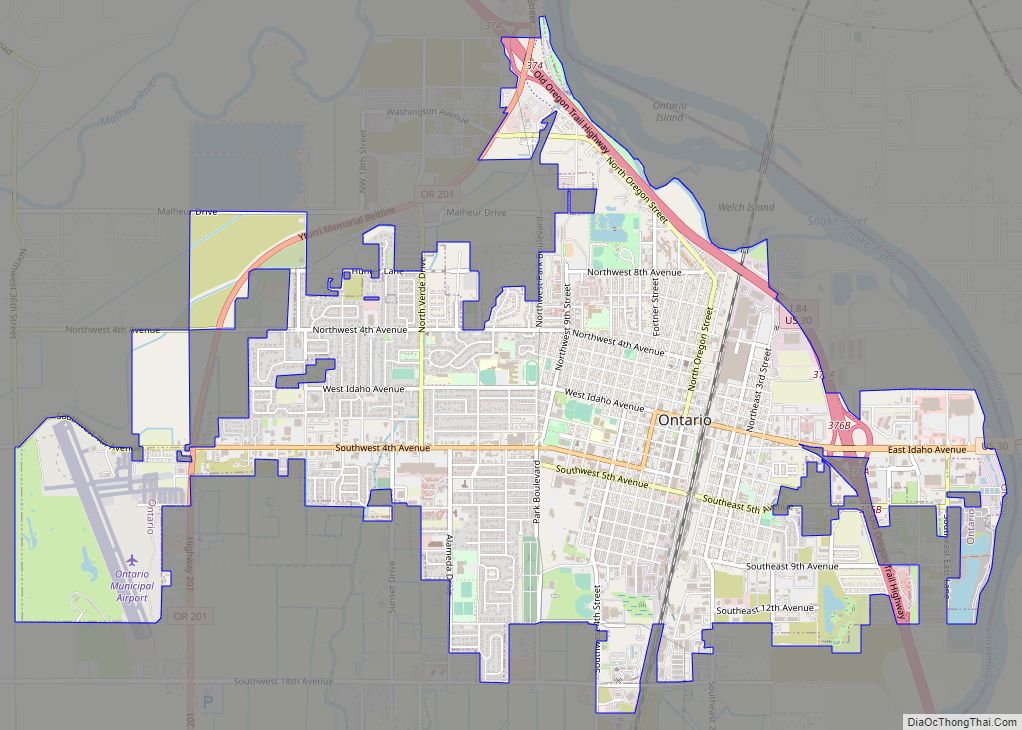 Map of Ontario city, Oregon
