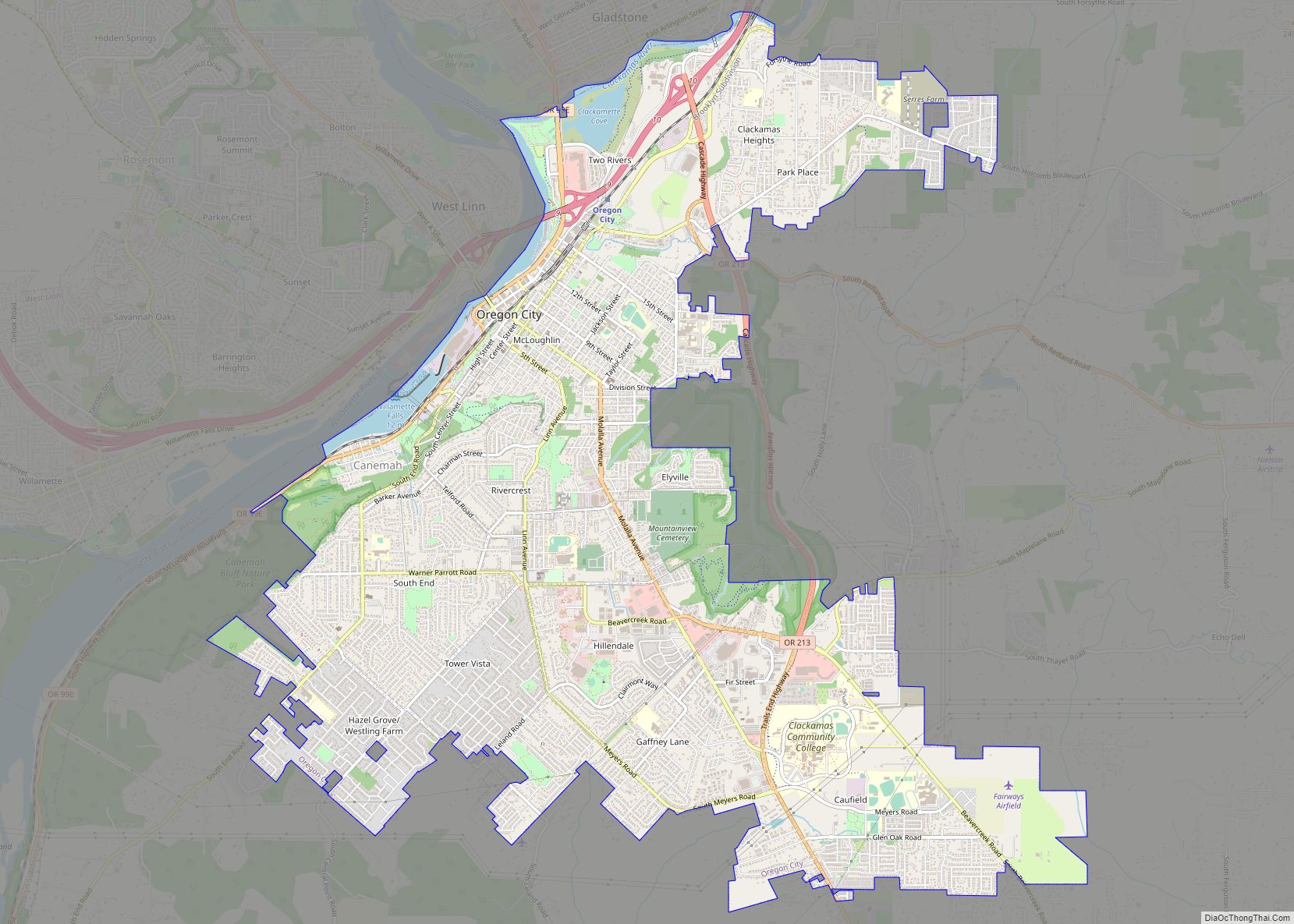 Map of Oregon City city