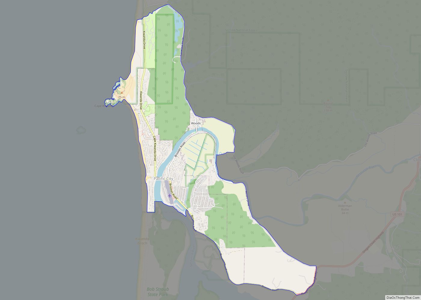 Map of Pacific City CDP