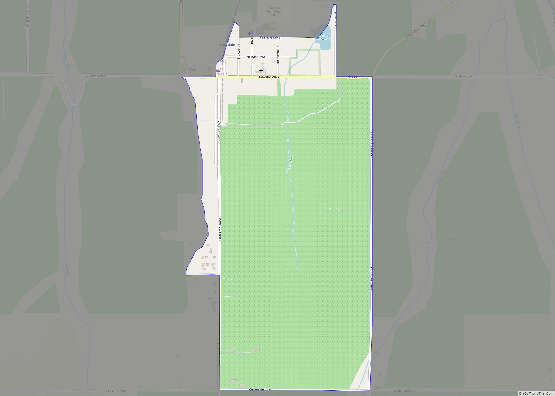 Map of Parkdale CDP, Oregon