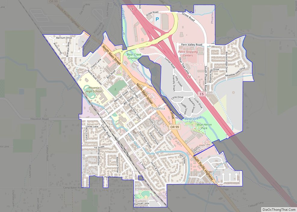 Map of Phoenix city, Oregon