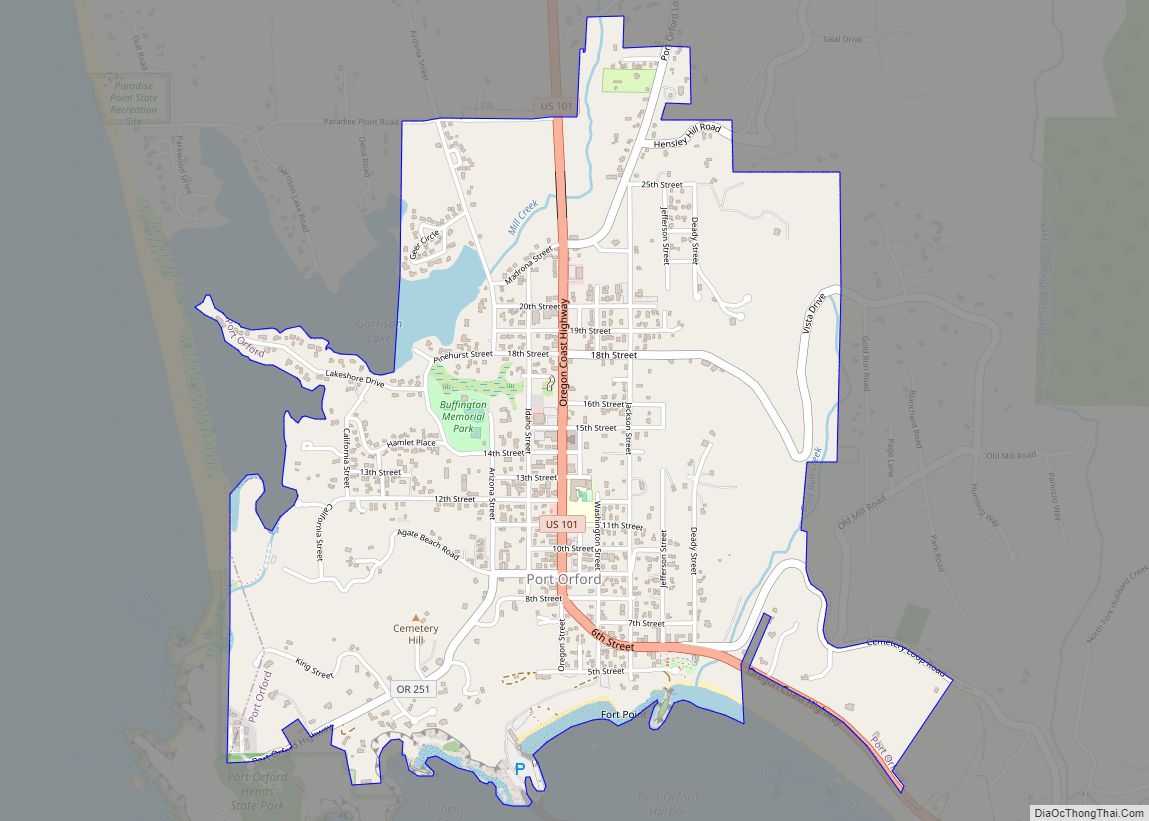 Map of Port Orford city