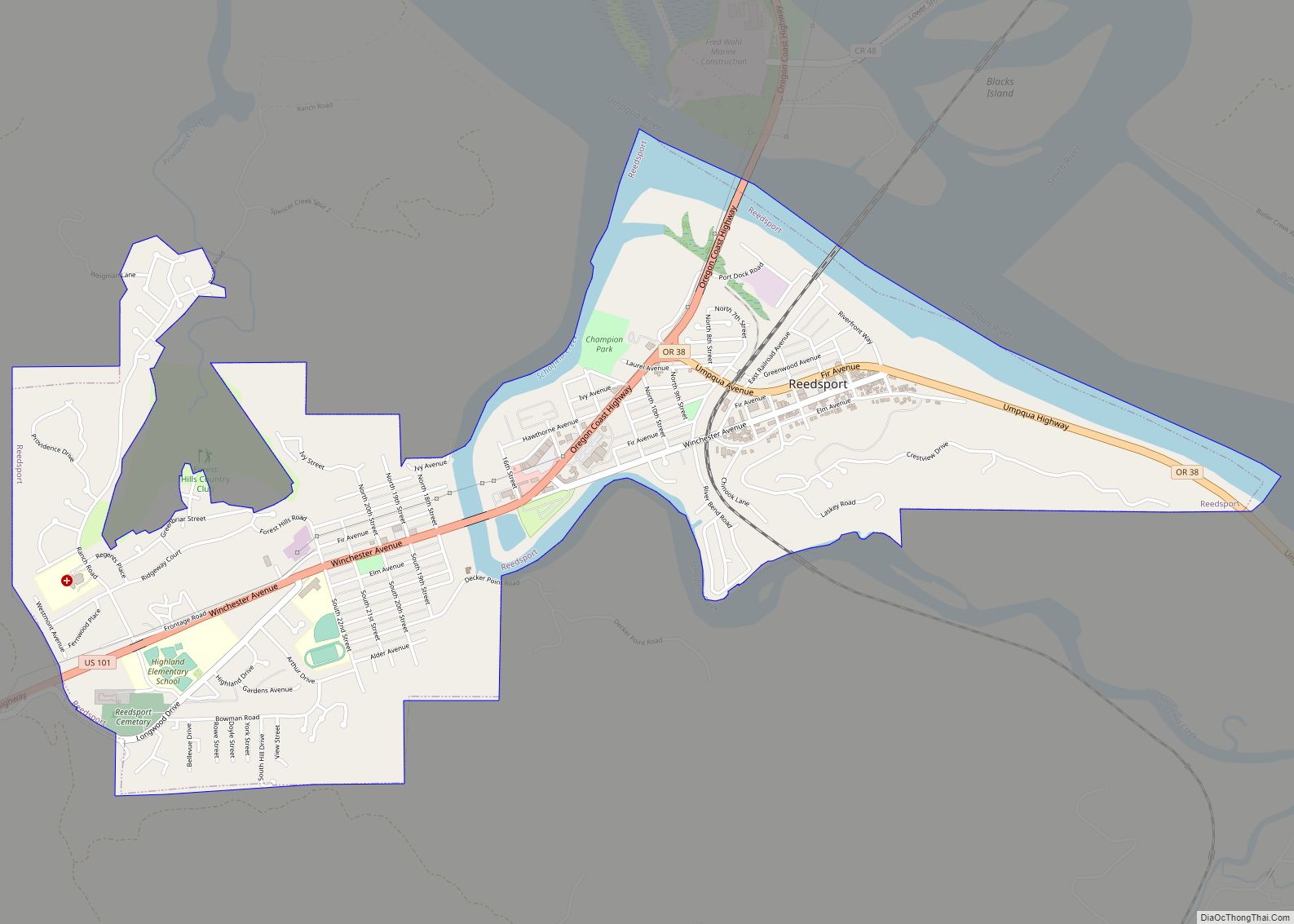 Map of Reedsport city