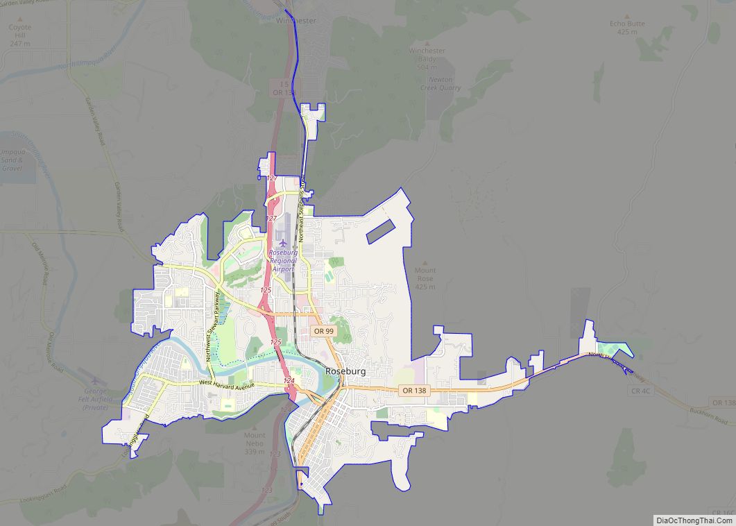 Map of Roseburg city