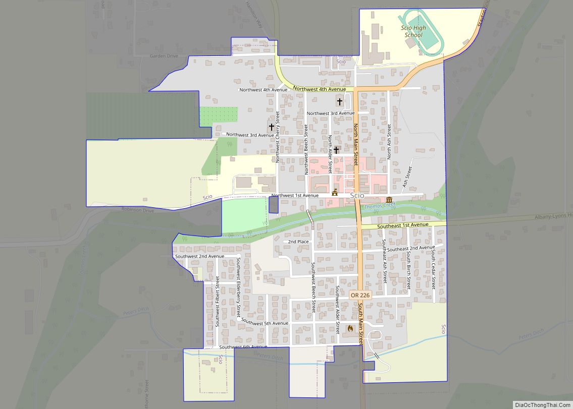 Map of Scio city, Oregon