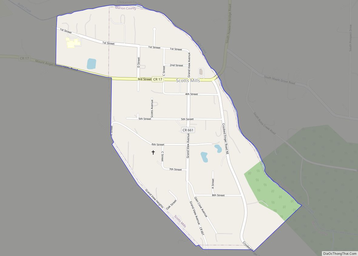 Map of Scotts Mills city