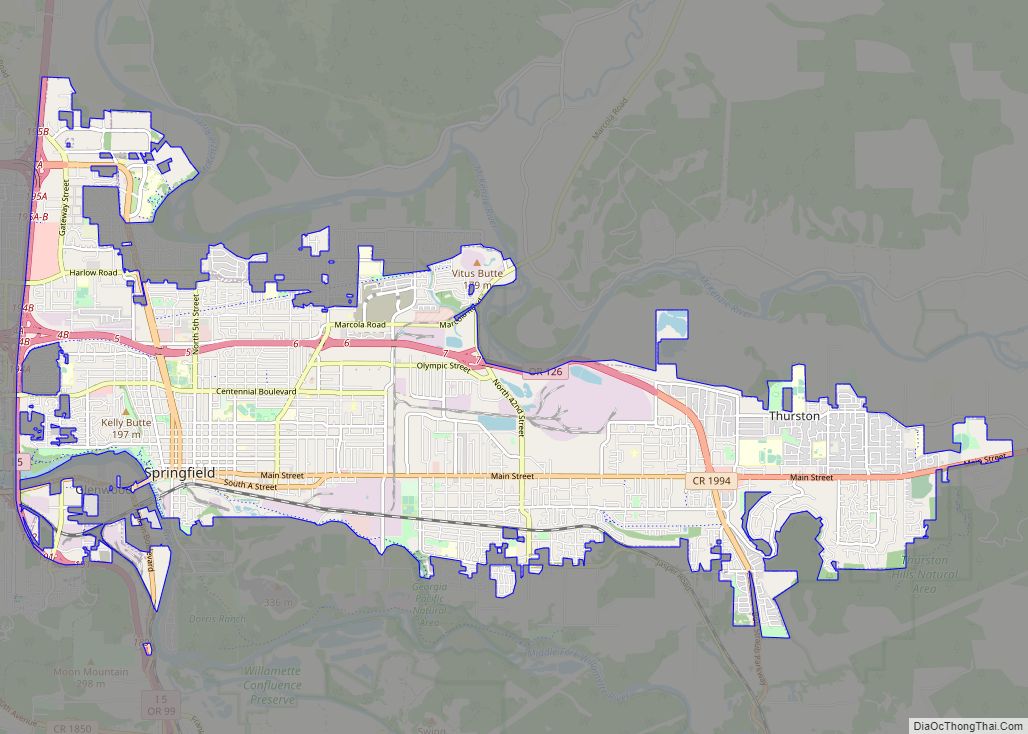 Map of Springfield city, Oregon